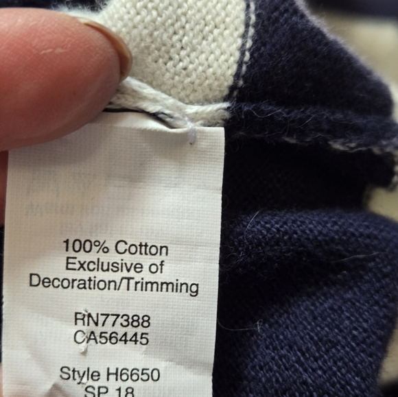 J. CREW Navy And White Striped Cotton Top With Sleeping Koala Bear. Size XS - Picture 7 of 9